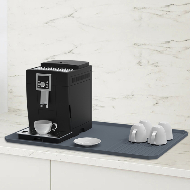 Silicone Coffee Bar Mat 24x16 - Raised Edge for Coffee Maker
