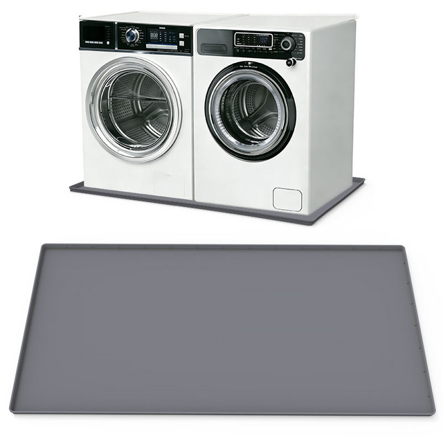 Silicone Kitchen Bathroom Cabinet Mat Protector Bamboo Under-Sink Liner with Drain Hole for Drips, Leaks, and Spills