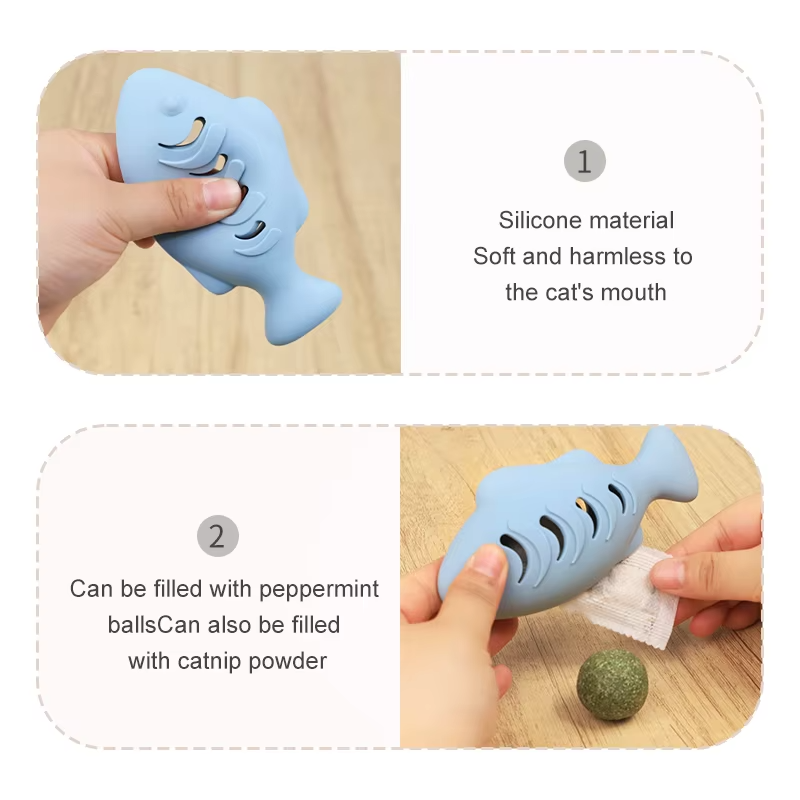 2025 新着シリコーン魚のおもちゃ猫犬ペット用品スナックミントおもちゃゴムハッピーバイト猫スティック