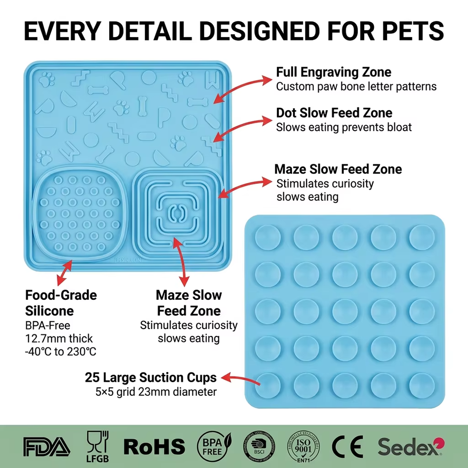 Wholesale Slow Feeder Dog Bowls Lick Mat Anti-Slip Durable Plastic Silicone Interactive Toy for Large Medium Small Dogs Cats