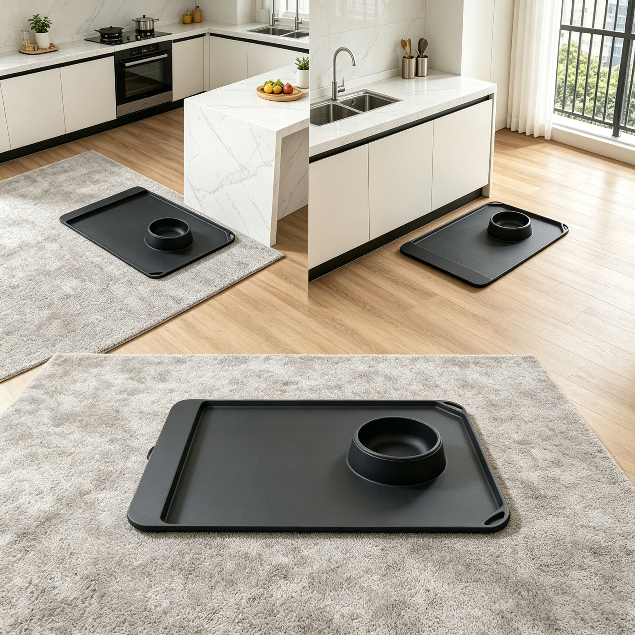 Pet Solid Silicone Food Mat for Cats Dogs StylishWaterproof Non-Slip Pet Feeding Mat