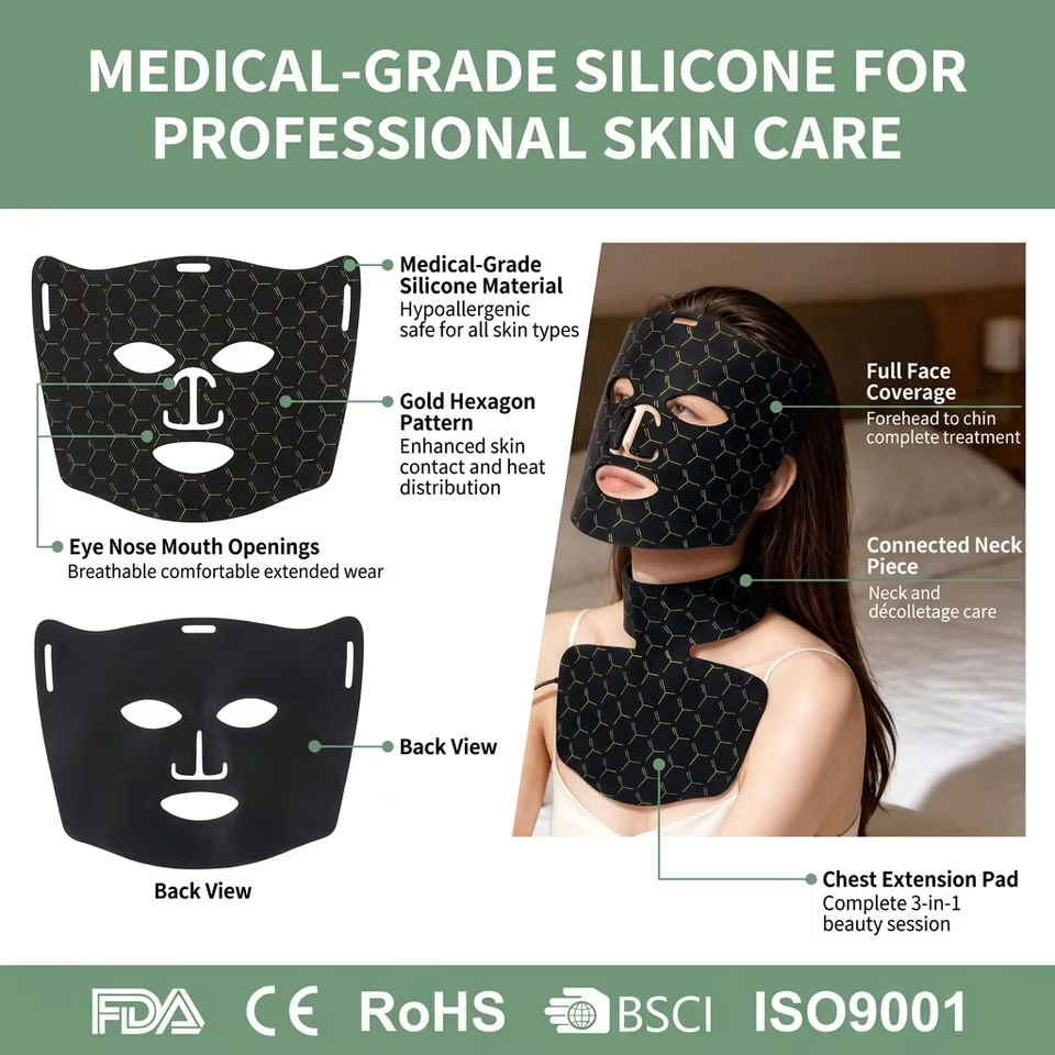 Factory Price Red Infrared LED Light Therapy Facial Mask Rechargeable Hand Held Remote Wearable Red Infrared for Face