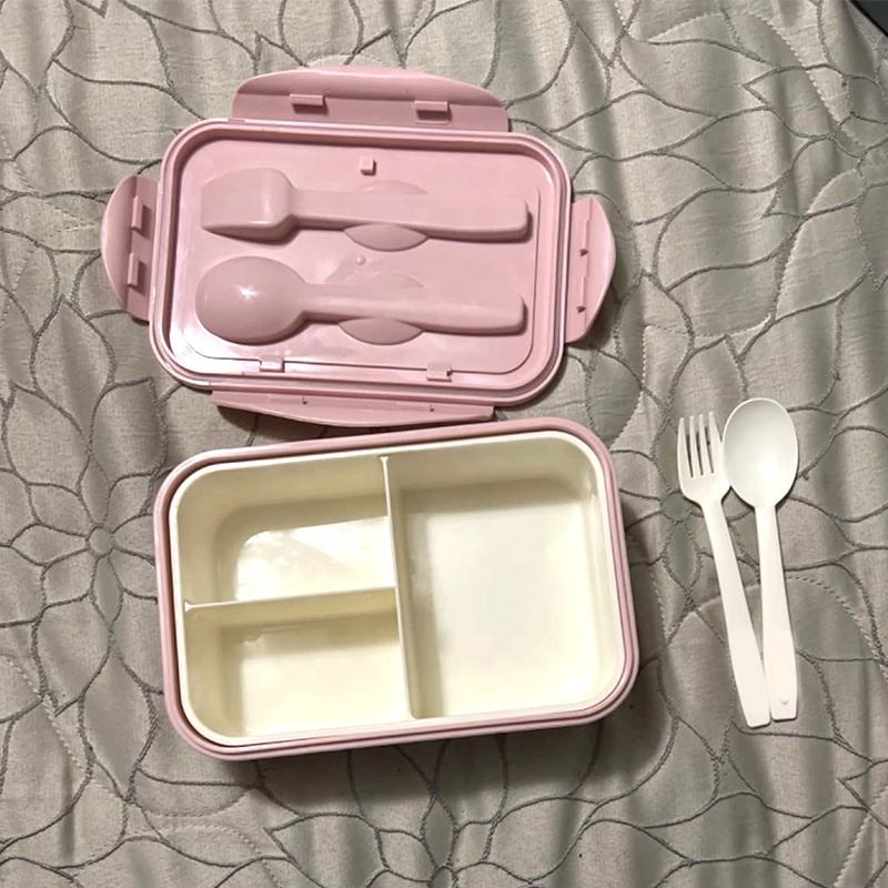 Wellfine Fiambrera Bento dividida para ni&ntilde;os, 3 compartimentos, contenedores de almuerzo escolares de f&aacute;cil apertura para ni&ntilde;as y ni&ntilde;os