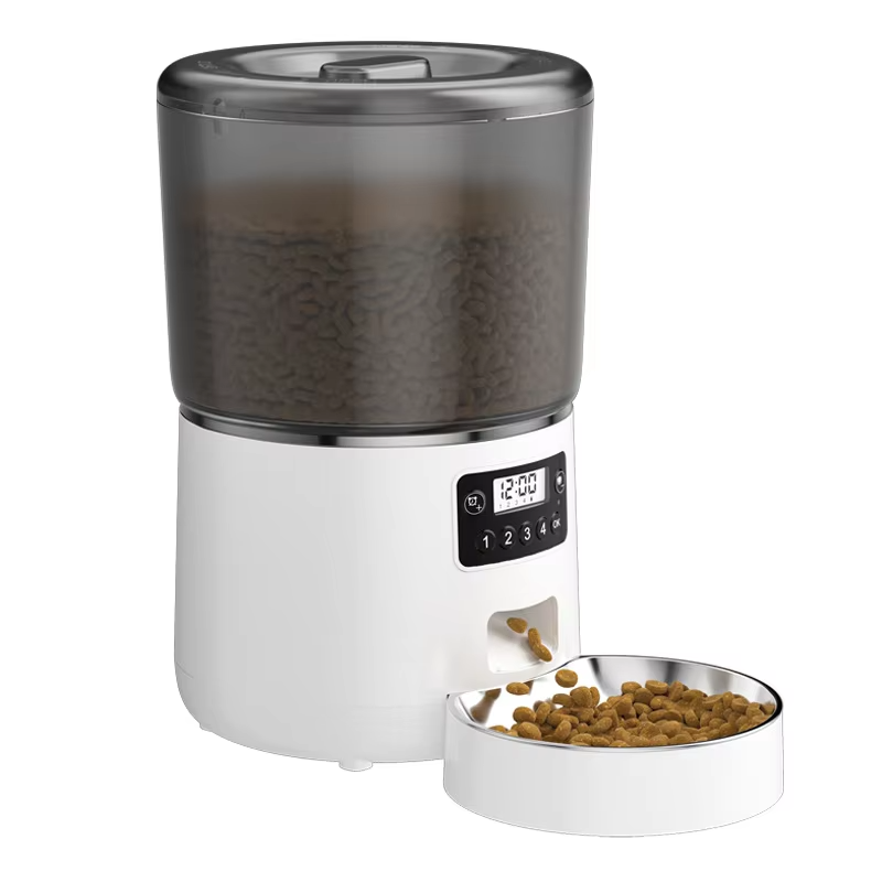 Modern Solid Pattern Timed Automatic Cat Feeders Small Animal Suitable Bowls Rechargeable Power Source