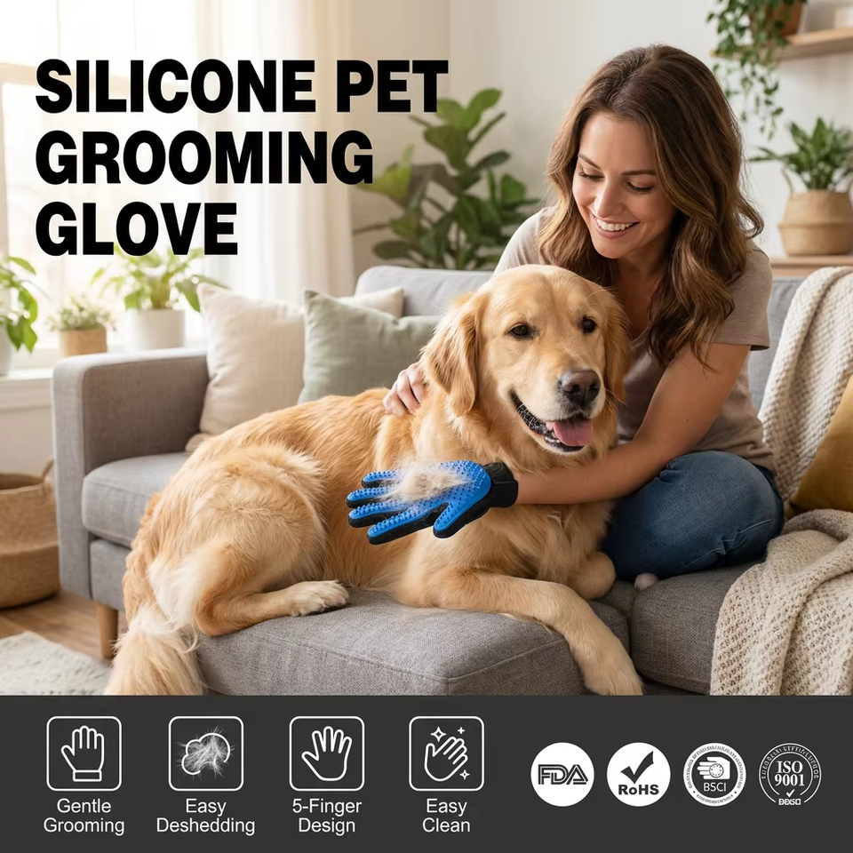Pet Bath Gloves Supplies Silicon Pet Hair Remover Gloves Mascota Pet Grooming Glove Deshedding Brush with 260 Grooming Tips