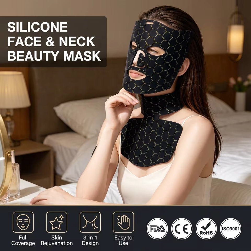 Professional Salon Style Standing Silicone LED Light Face Mask Mat Home Use Hand Held Skin Care Facial Mask
