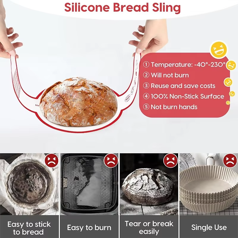 Food Grade Silicone Rolling Mat Long Handle Oil-Resistant Non-Stick Sling Kneading Boiler Mat Baking Pastry Tools
