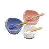 Bamboo Suction Plate Baby Feeding Bowl Set Base Silicone Baby Bowl for Toddlers
