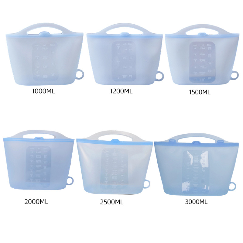 Eco-Friendly Reusable Silicone Food Bags Set Stand-Up Pouch Zipper for Fresh Storage Fridge Freezer for Kitchen Snack Storage