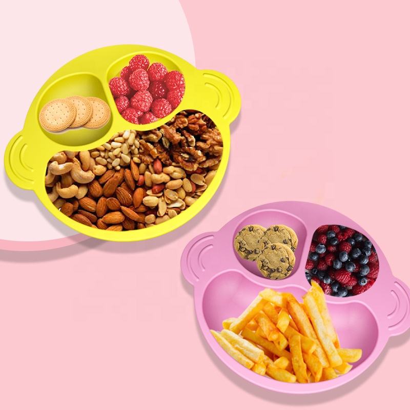 Food Grade Silicone Eco-Friendly Baby Plate Set with Suction Base Non-Slip Placemat for Toddlers