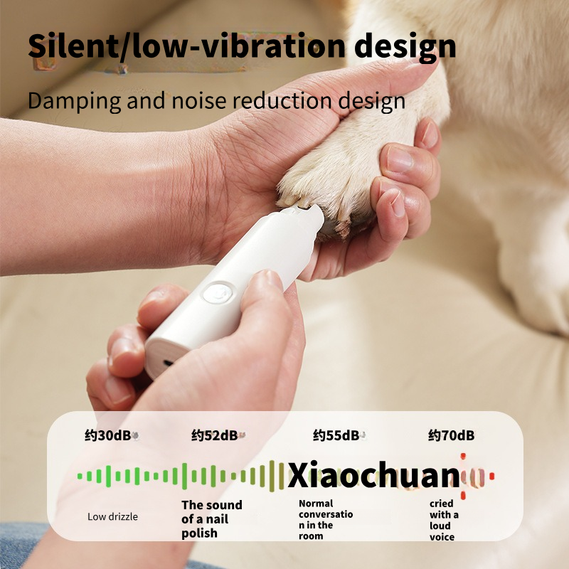 Quiet Professional Rechargeable Portable Electric Cat Nail Trimmer Pet Dog Nail Grinder With Led Light