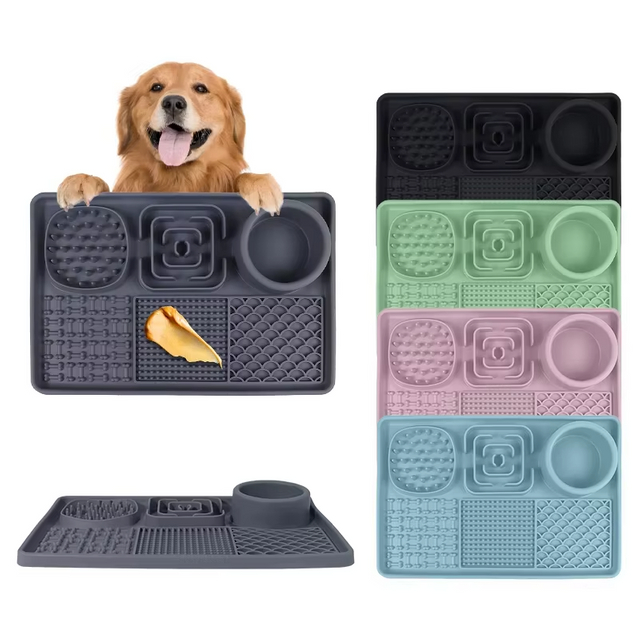 Top Rankings Silicone Pet Licking Mat Cat Dog Slow Food Bowl Feeding Mat Suction Cup Folding Pet Food Placemat