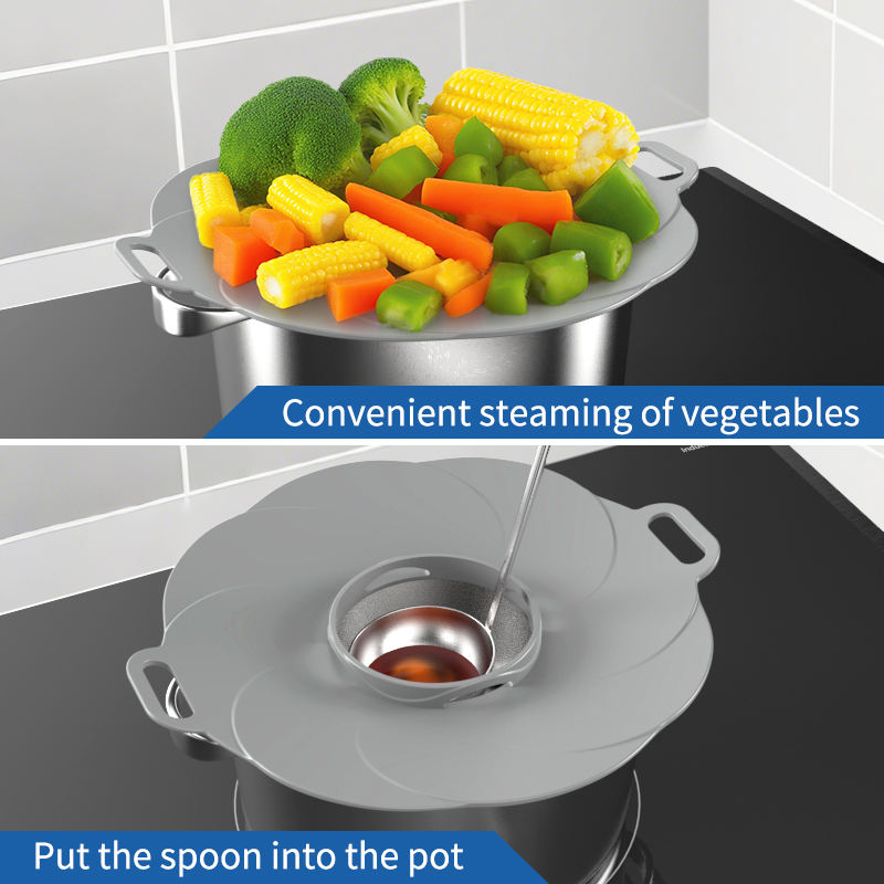 BPA Free Cooking Tool Anti-Overflow Silicone Pan Cover Cookware Spill Stopper Pot Lid