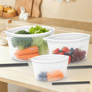 Leak-proof Premium Silicone Reusable Food Storage Bag Freezer Microwave Safe Food Storage Pouch