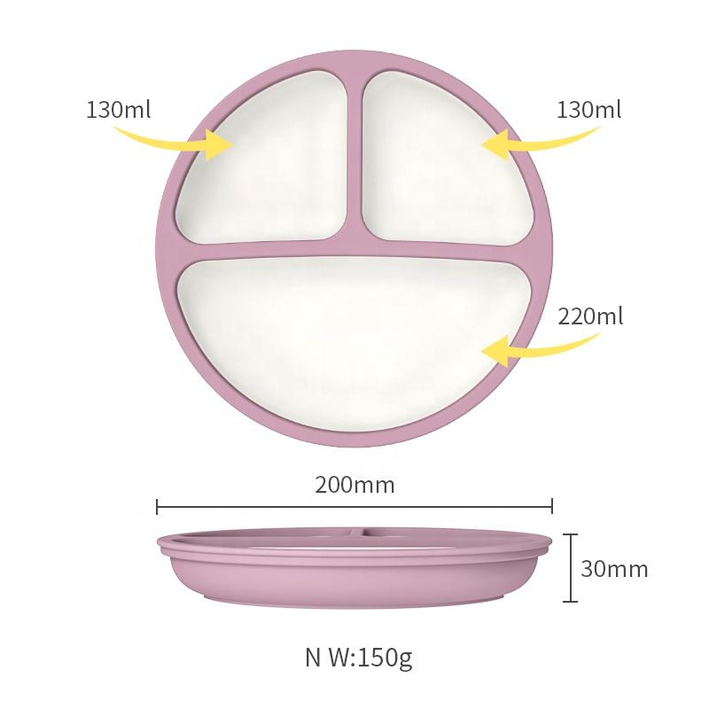 New Arrival BPA Free Food Grade Baby Silicone Suction Plate Baby Tableware Classic Silicone Dining Plate for Baby Kids