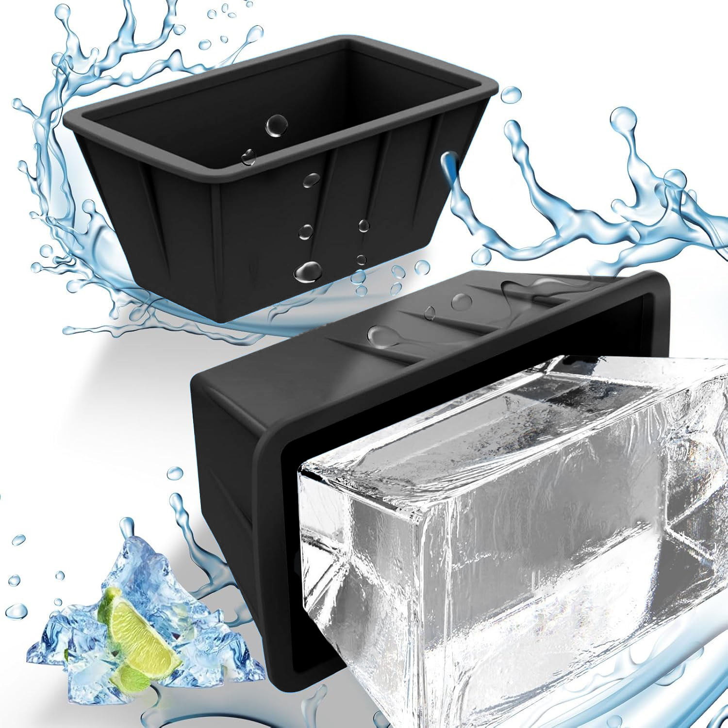 Molde para bloques de hielo de silicona reutilizable personalizado, bandeja grande para cubitos de hielo de f&aacute;cil liberaci&oacute;n para acampar al aire libre, herramienta para hacer helados