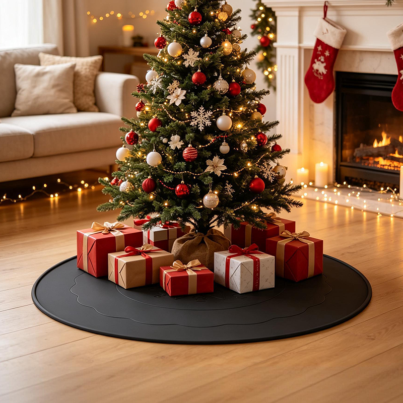 Plush Christmas Tree Skirt - Tree Base Cover Apron Mat