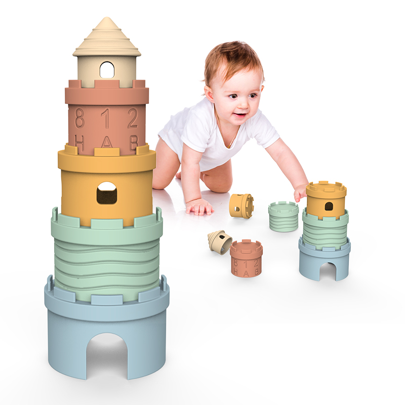Montessori Stacking Toys for Babies - Silicone Castle Blocks 