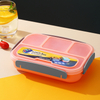 BPA-Free Rectangular Four Compartment Microwaveable Clamshell Bento Box Freshness Preservation Lunch Container for Students