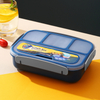BPA-Free Rectangular Four Compartment Microwaveable Clamshell Bento Box Freshness Preservation Lunch Container for Students