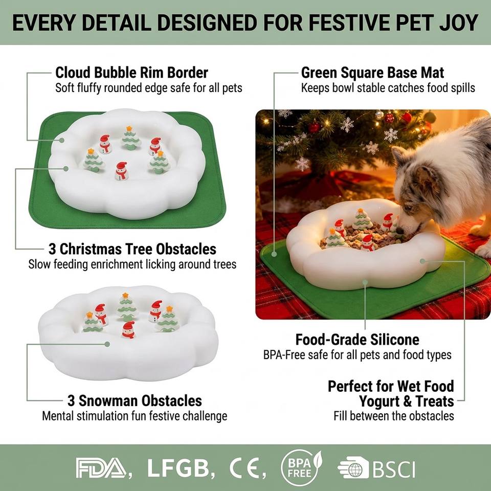 Top Rankings Christmas Pet Dog Lick Mat Slow Feeding Bowl Ready to Ship Slow Feeder Silicone Lick Pad