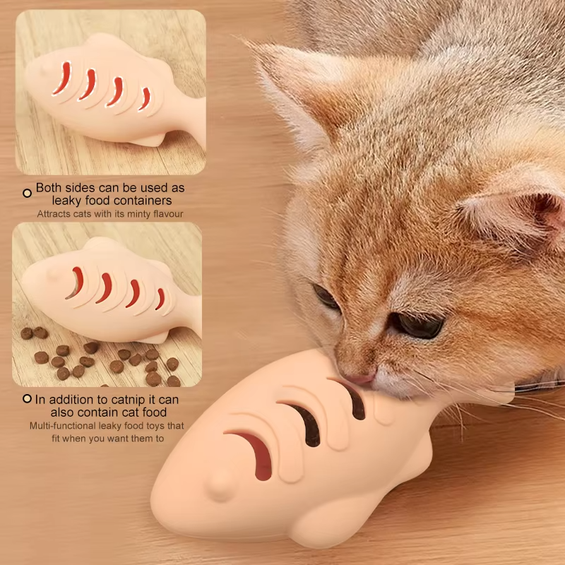 2025 新着シリコーン魚のおもちゃ猫犬ペット用品スナックミントおもちゃゴムハッピーバイト猫スティック