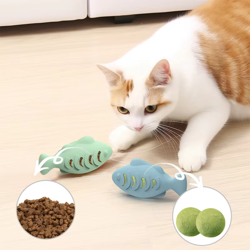 2025 新着シリコーン魚のおもちゃ猫犬ペット用品スナックミントおもちゃゴムハッピーバイト猫スティック