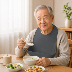 Bib Adult Washable Reusable Dining Meal Bib for Elderly Men Women Eating for Elderly and Disabled
