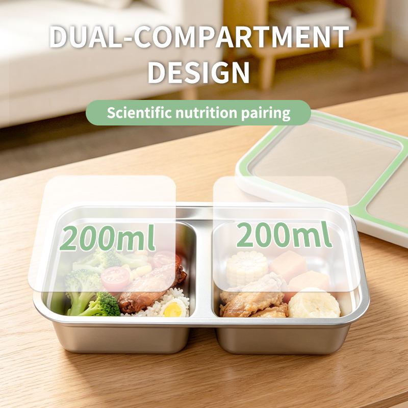 304 Stainless Steel Bento Box Eco Friendly Compartments School Tiffin Box Reusable Lunch Box Heatable Plastic Lid Leak Proof