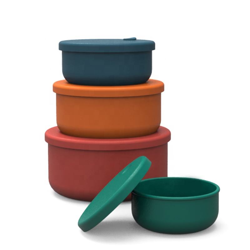 Wellfine New Design Reusable Round Kids Lunch Container Durable and Leakproof Silicone Bento Box with Lid