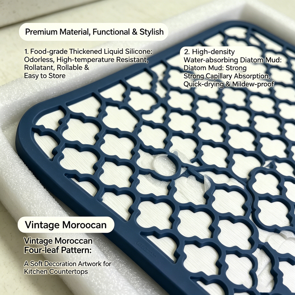 Sink Protector Pad Anti Slip Quick Dish Dry Mat Dish Drain Mat Absorbent Stone Kitchen Silicone Dish Drying Diatomite Earth Mat