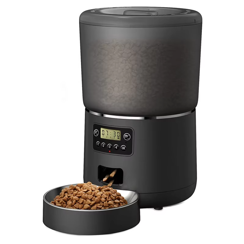 Modern Solid Pattern Timed Automatic Cat Feeders Small Animal Suitable Bowls Rechargeable Power Source