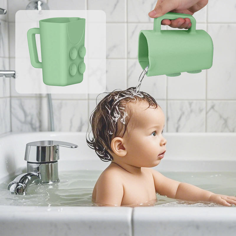Silicone Baby Shower Bathing Rinse Cup Shampoo Soap Body Waterfall Pourer Kids Water Pourer Mug for Bathing Washing