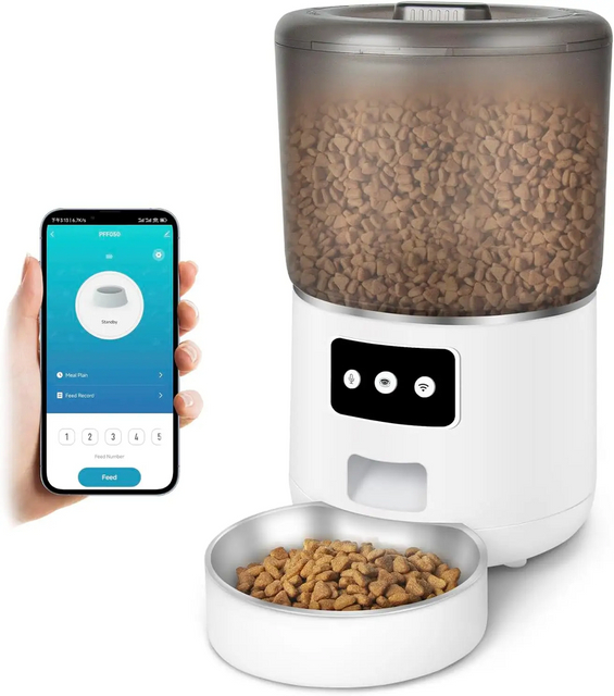 Wellfine Portable Smart Pet Feeder 1.5kg USB Dry Food Dispenser 4L Stainless Steel Dog Cat Bowls