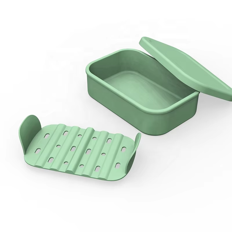 Silicone Soap Box Holder Leakproof Silicone Travel Soap Case Portable Drainage Layer Shatterproof Soap Dish Holder