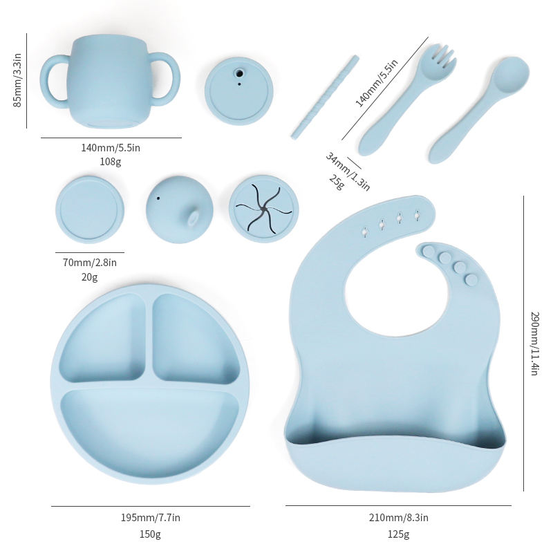 New Arrivals Environmental protection Custom Baby Silicone Tableware Bowl Snack Cup Baby Tableware Feeding Set