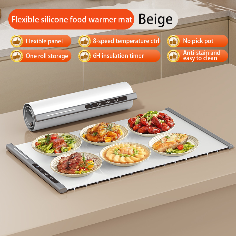 Food Warming Mat Flexible Silicon Heating Board Roll up Easy Storage Portable Electric Silicone Heating Mat for Food