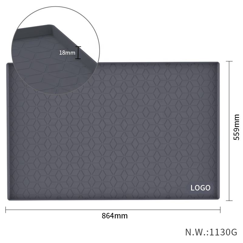 Custom Waterproof Kitchen Sink Mat with Drain Hole Anti-slip Kitchen Cabinet Protector Under Mat Sink Silicone Mat