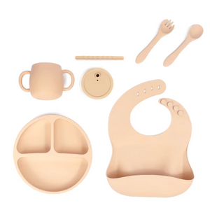 New Arrivals Custom BPA Free Kids Dinnerware Set Baby Bib Toddler Plates Bowls Silicone Sippy Cup Silicone Baby Feeding Kit