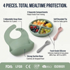 BPA Free Silicone Baby Bowl Kids Plate Bib Weaning Set Children Tableware for Safe Baby Feeding