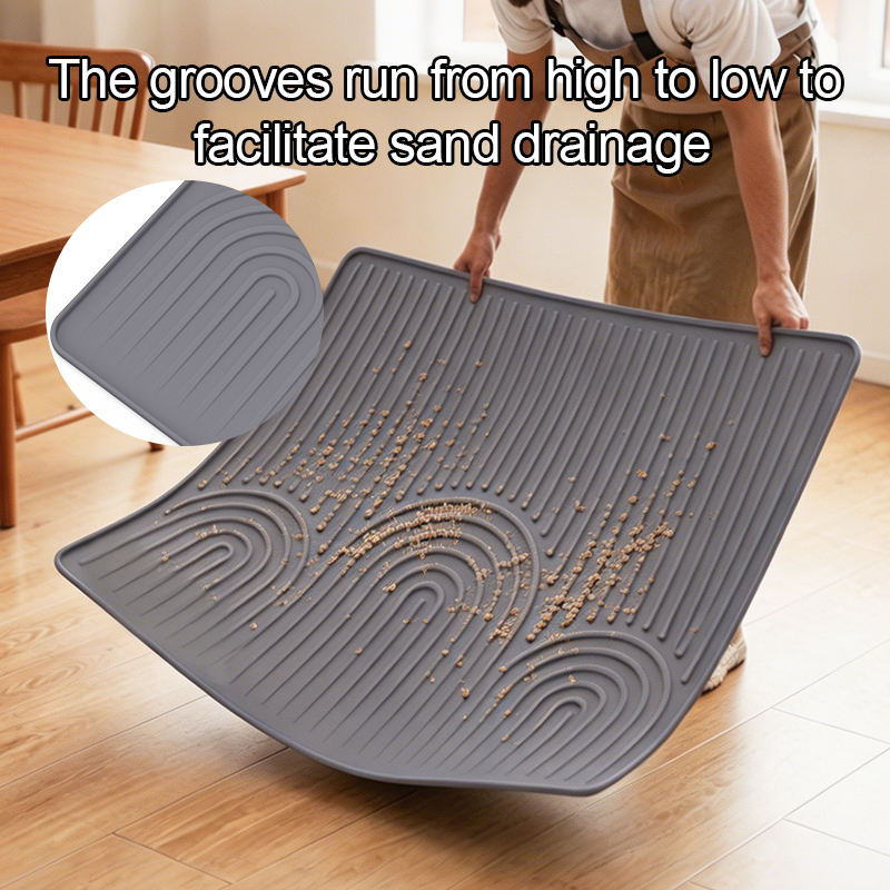 Modern Anti-Splash Cat Litter Mat Large All Seasons Grey Diatomite Toilet Mat