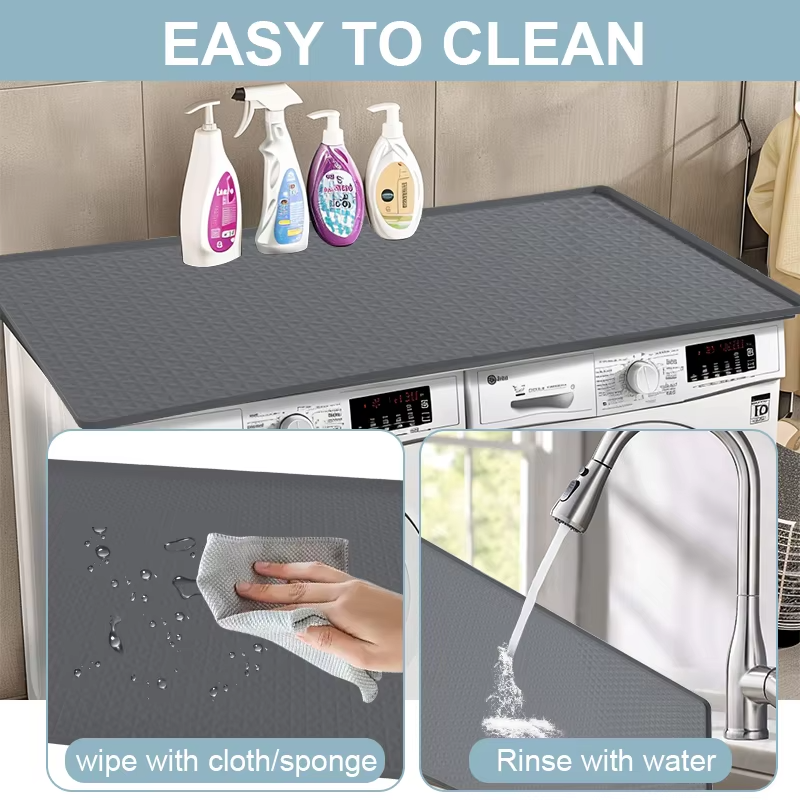 Non-Slip Silicone Washer Dryer Top Cover Protect Mat Waterproof Washer Top Cover Pad for Home Kitchen Laundry Room