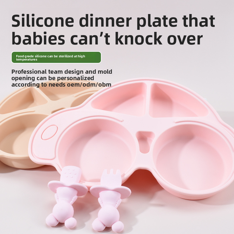 Baby Silicone Food Divided Plate Suction-Capacity Dining Tableware for Children's Practice Applications