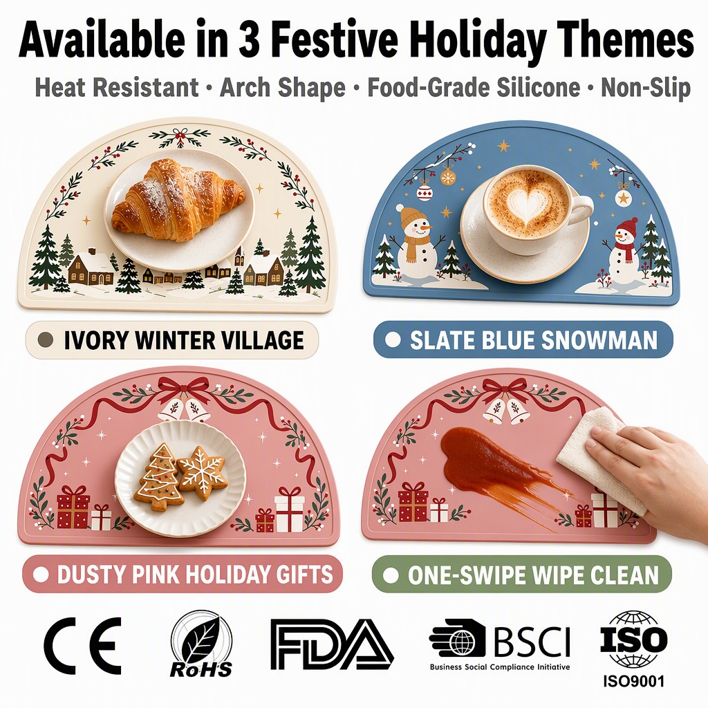 Silicone Christmas Placemat - Waterproof Non Slip Table Mat