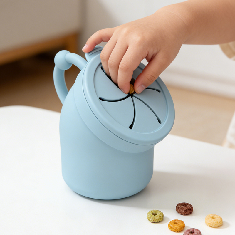 Silicone Baby Snack Cup with Grip Handle - Spill Proof