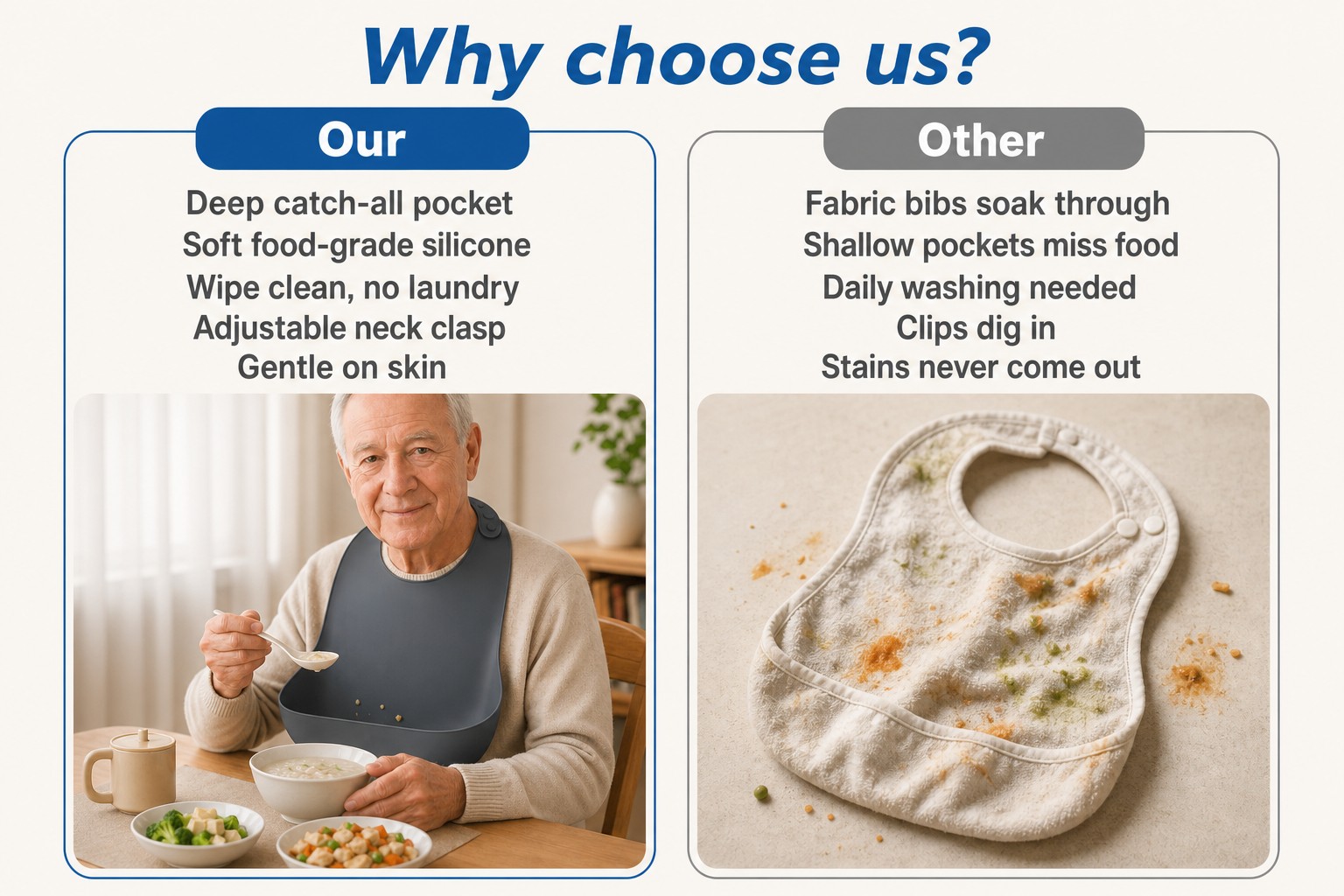 <p><b>Why Choose Our Silicone Bib for Elderly Users</b></p> <link href="https://fonts.googleapis.com/css?family=Inter" rel="stylesheet" type="text/css" />