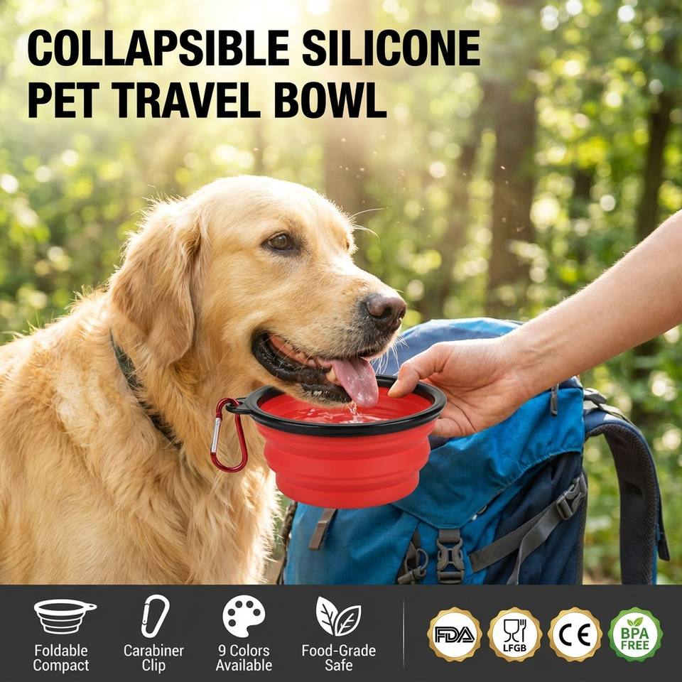 Foldable Pet Bowl Customized Logo Silicone Collapsible Dog Bowls Folding Pet Bowls Travel