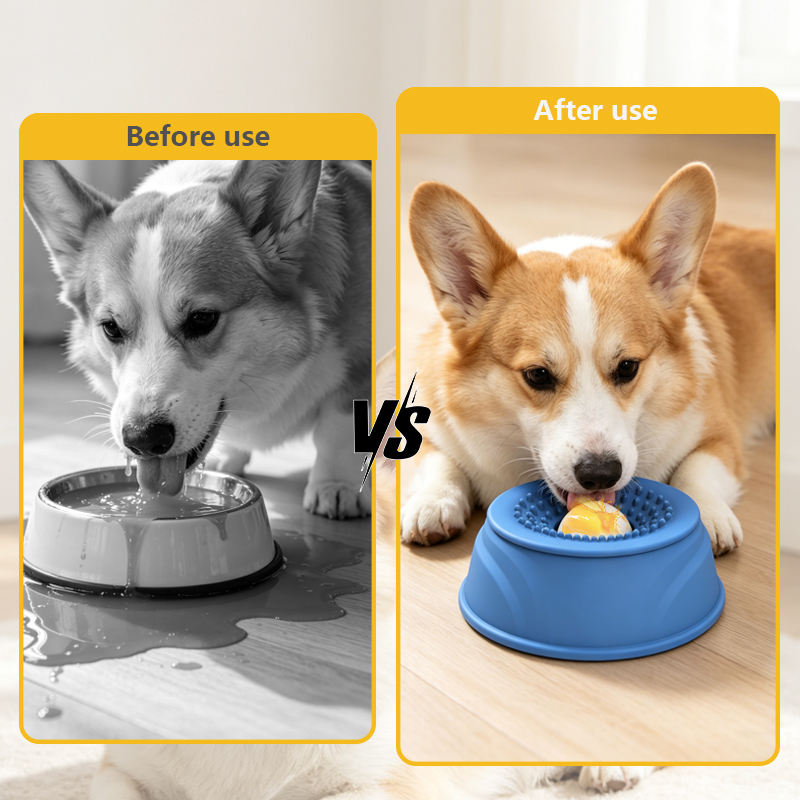 2-in-1 Pet Lick Mat Slow Feeder Anti-slip Feeding Bowl for Cats and Dogs Slow-feeding Bowl Stain-resistant and Easy to Clean