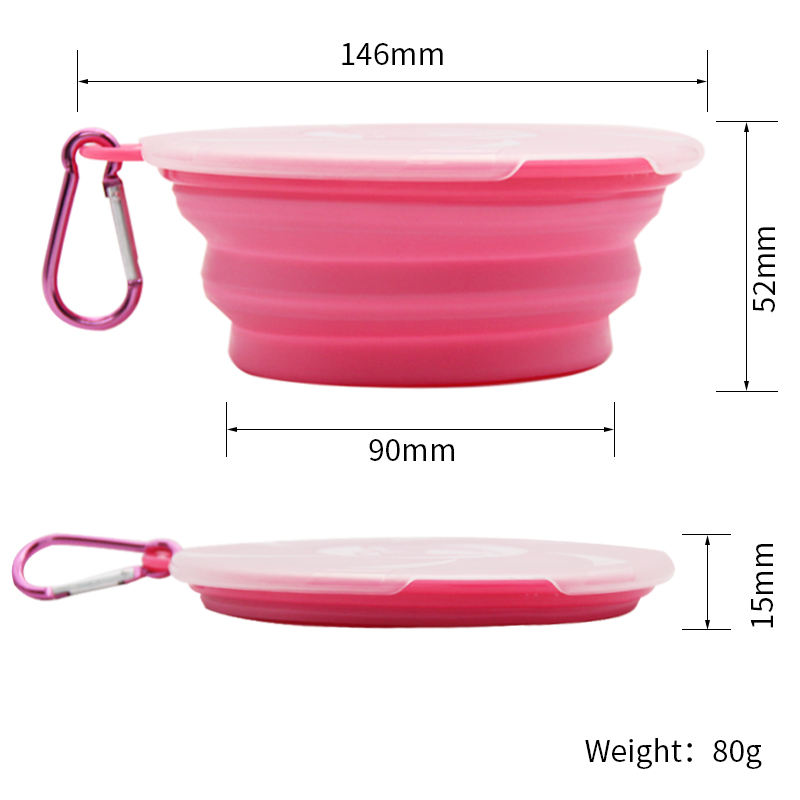 Portable Silicone Pet Bowl Silicone Slow Feeder Collapsible Sublimation Dog Bowl White Non slip Folding Dog Bowl with Lid