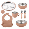 Wellfine Classic Design Children's Tableware 304 Stainless Steel Silicone Dinner Plate with Suction Cup Boxed